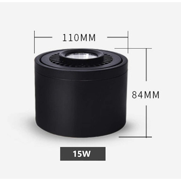15W Svart Taklampe 1 LED-Spotlight Justerbar Taklampe
