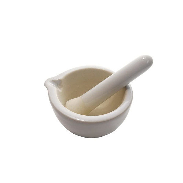 Sats med 1 mortel och pestle - 60 ml - i porslin - Perfekt för Lab