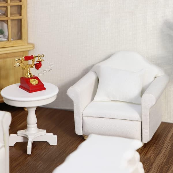 Dockhus Soffa med Kudde 1:12 Skala Miniatyr Soffa Armstol L