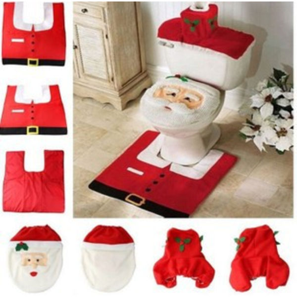 Santa Toalettsete Deksel, 3-delt Julebadsett, Toalett S