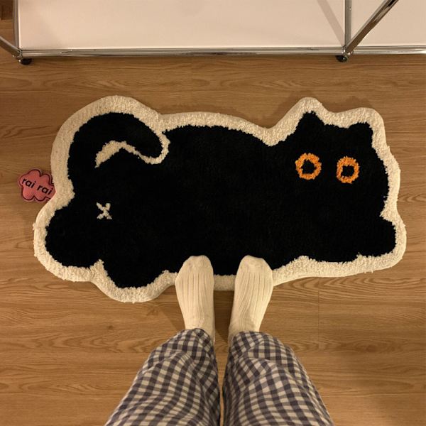 Sød Sort Kat Bademåtte til Badekar, Badeværelse, Soveværelse, Kollegieværelse, Dørmatte, Kawaii Børn Kvinder Bademåtter, Skridsikker, Badeværelses Dekoration