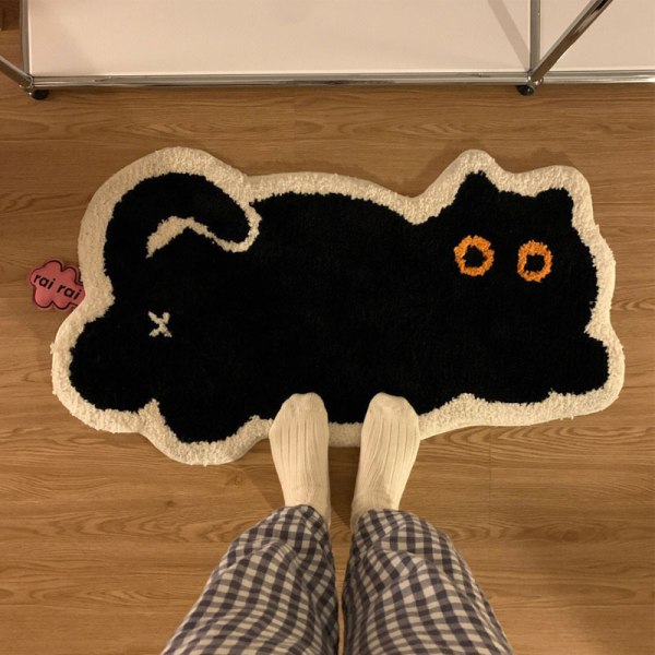 Søt Svart Katt Badematte for Badekar, Bad, Soverom, Hybel, Dørmatte, Kawaii Barn og Kvinner Badematter, Sklisikker, Baderomsinnredning