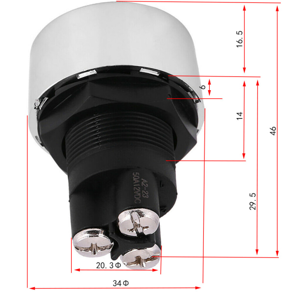 （Blå）Motorstartknapp, bilmotorstartknapp, 12V-24V 50A bil