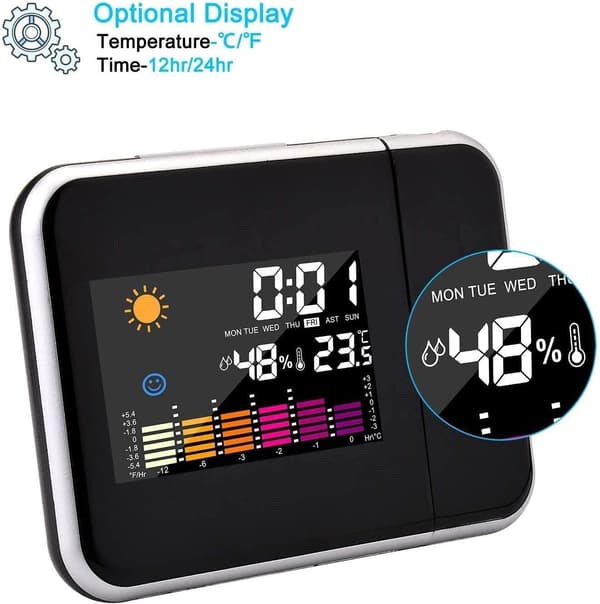 Projektionsväckarklocka, Digital Väckarklocka för Sängbord, Modern Alarm