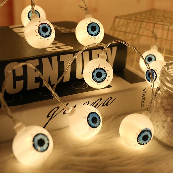 LED-ljusslinga med spökögon för Halloween, batteridriven