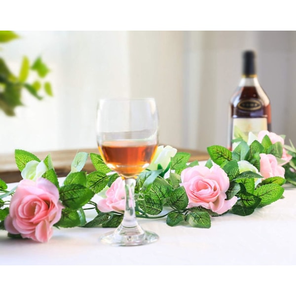 2 Pak 7,2ft Kunstige Falske Rose Girlander Vines Hængende Silke Flow