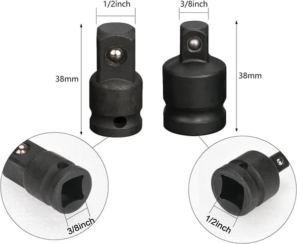 Sæt med 6 Sokkelnøgleadaptere Reducere til 1/4\", 3/8\", 1/2\", 3/4\"