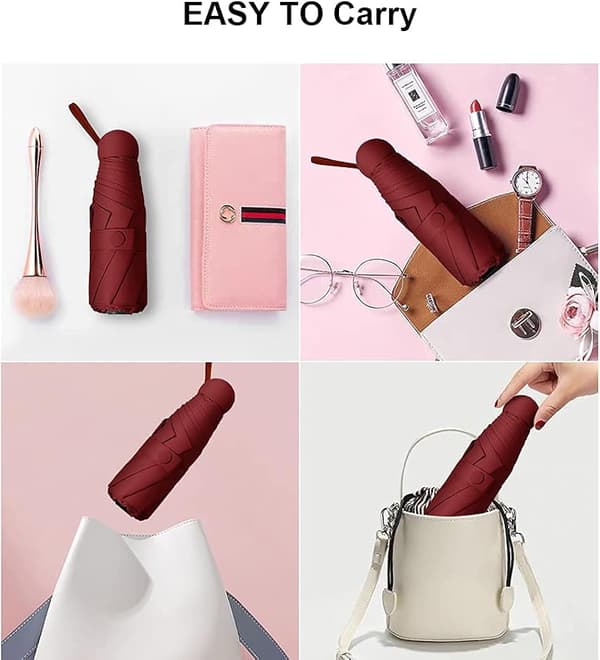 Mini Vindtæt Foldbar Rejse Paraply, Sol & Regn Paraplyer, Com