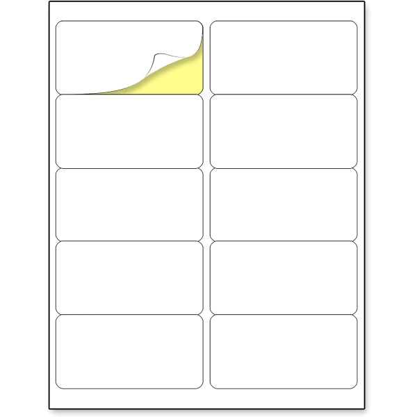 (2\" x 4\") 50, Utskrivbare hvite selvklebende etiketter, Laser/Blekkstråle