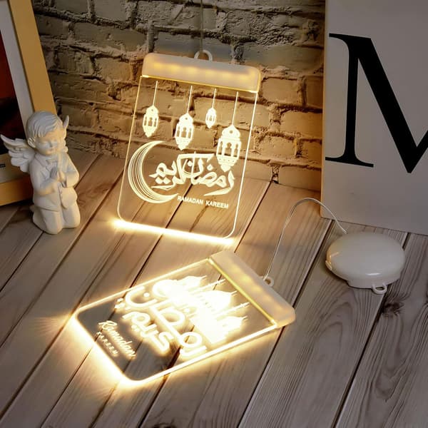 2 kpl Eid-koristeelliset ikkunavalot Eid Mubarak LED-riipukset DXGHC