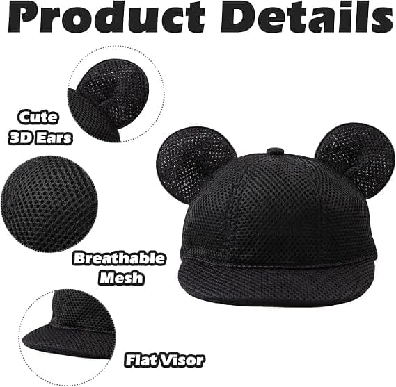 Brodert Bjørn Bomulls Babylue Sommer Barn Solhatt x Mesh Lue