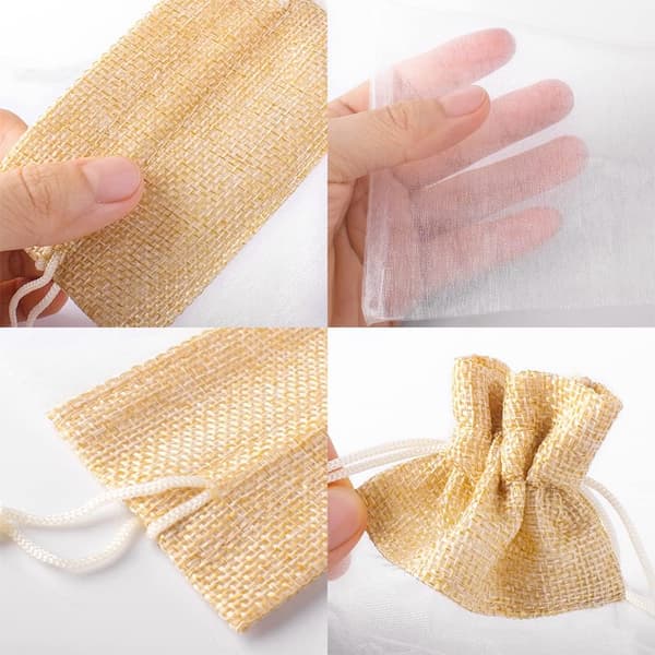 30 Hessiansäckar i Organza Presentpåsar Lavendel Drageer Bröllopsgodis