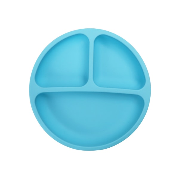 Baby silikon sugkopp med fack, barnbestick (blå