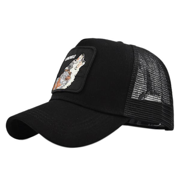 Nya djur varg broderade mesh kepsar för män och kvinnor djur baseb