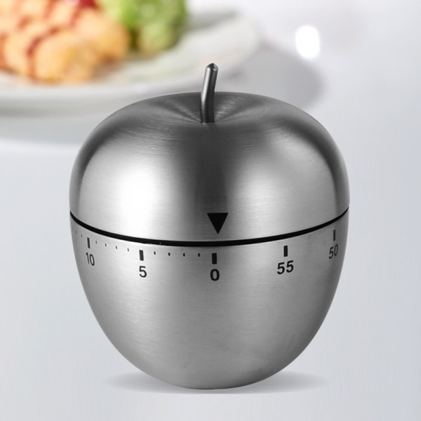 Apple Kitchen Timer Rustfritt stål Mekanisk Roterende Alarm 60 Mi