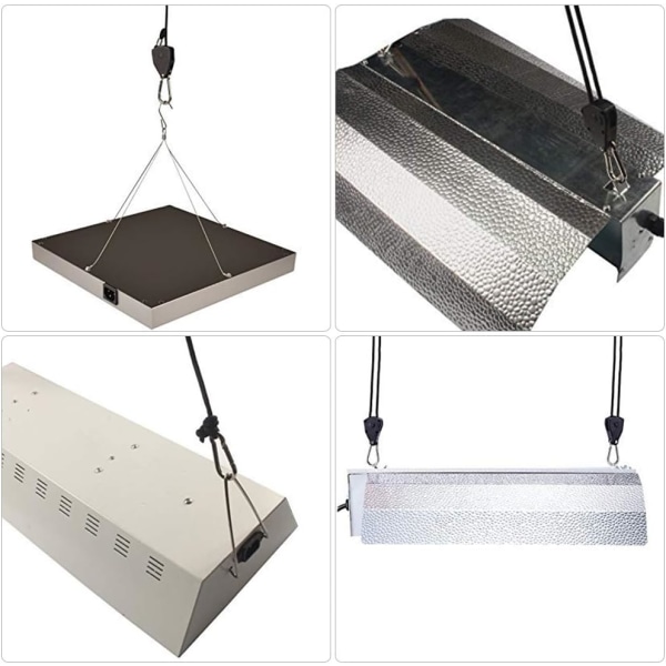 1 stk Ratchet-tau med kroker for lampe eller planter, justerbar krok