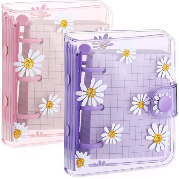 2 Set Transparenta 3-Ring-Pärmar med Inre Pappers-PVC Mini