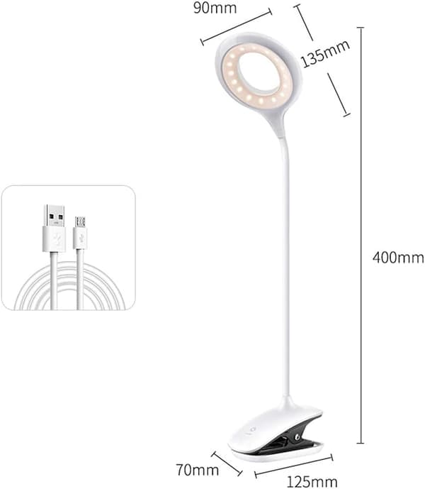 LED Læselampe Klipslys Børnebordlampe med Fleksibel Hals USB