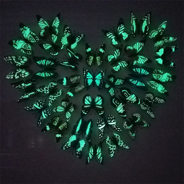 100 konstgjorda självlysande fjärilar pvc-plastfjärilar kap