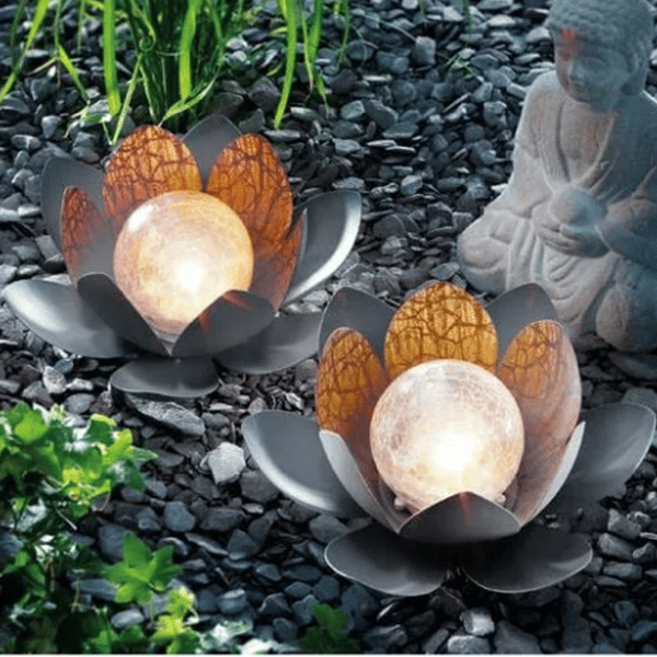 Solcelle Lotus Blomster Solhave Lampe Varmt Hvid
