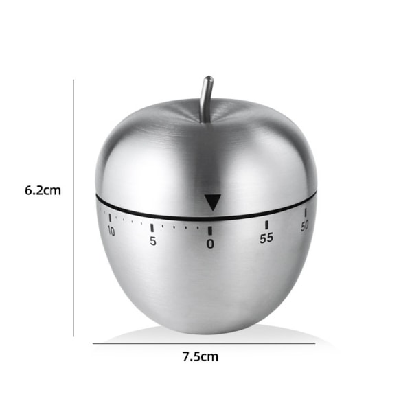 Apple Køkken Timer Rustfrit Stål Mekanisk Rotationsalarm 60 Min
