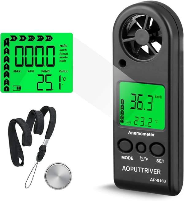 Handhållen digital anemometer för mätning av vindhastighet, mätning av w