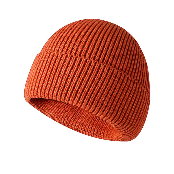 Stickad mössa för män, varm mössa i ull (orange)