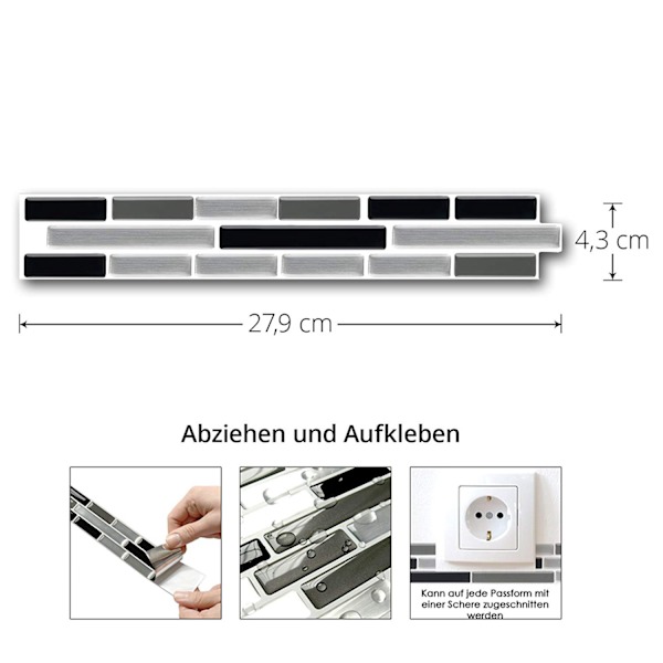 5-pack 27,9 x 4,3 cm 3D Mosaikplattor Självhäftande Kök