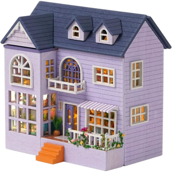 Nukkekodin Miniatyyrihuonekaluilla, DIY 3D Puinen DIY-talo K