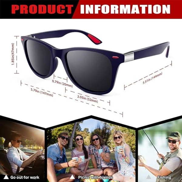 Damsolglasögon polariserad rektangel för män TR90 100 % UV-skydd