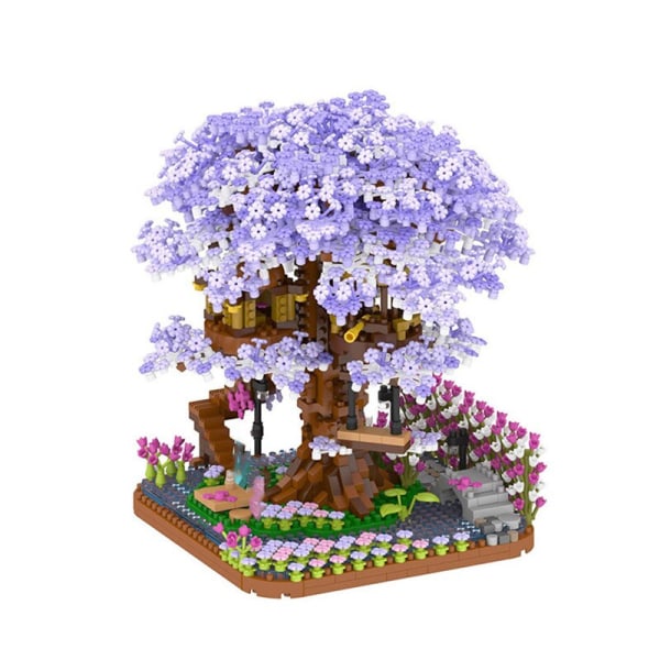 2200kpl Mini Rakennuspalikat Purple Cherry Blossom Tree House Mod
