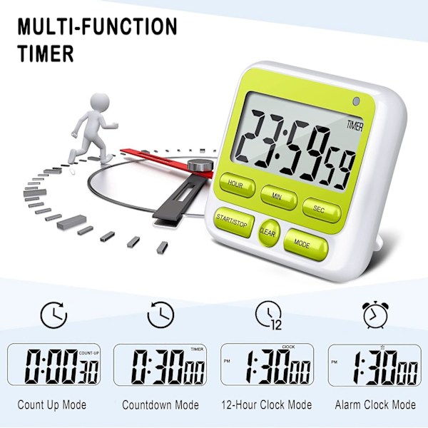 Digital Köktimer med Tyst/Hög Larmknapp På/Av-knapp,