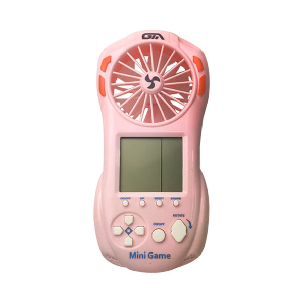 Pink Tetris Spilkonsoll Fan 2-i-1 Håndholdt Hængende Hals Mini Fan