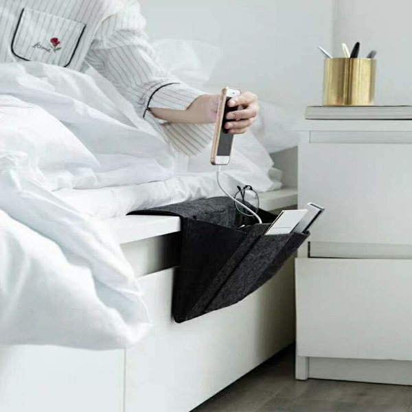 Sengside Felt Opbevaringspose Med Lommer Seng Sofa Skrivebord Hængende Organiser