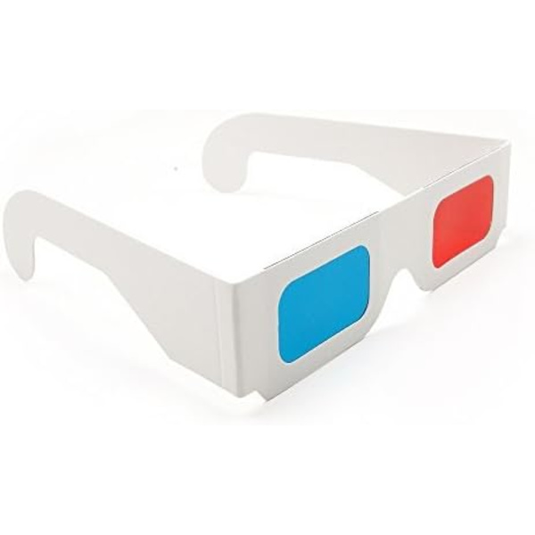 Blå Handvagn 10 Par Röda/Cyan Papp 3D-Glasögon (Vit Ram)