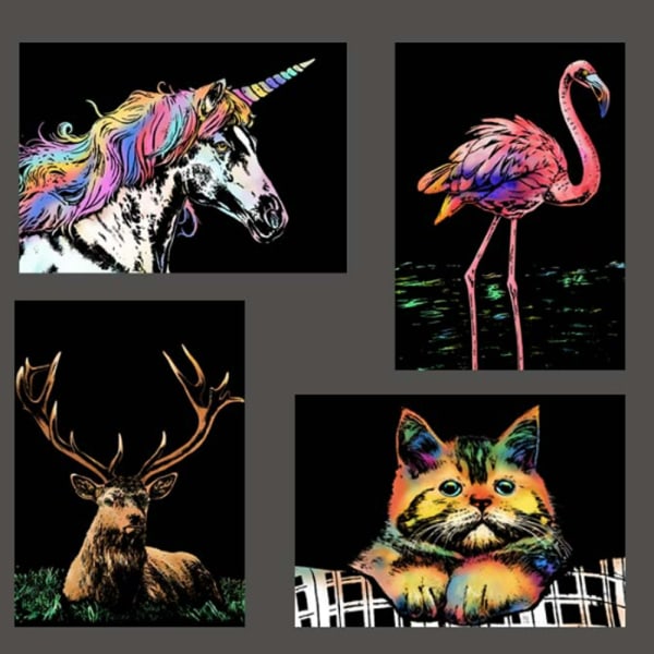 12 färg flicka djur Scratch Painting Stadsscen Scratch Paint