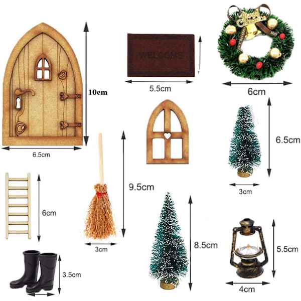 10-delars dockhus Minihus Juldekorationssats Mini Tomte