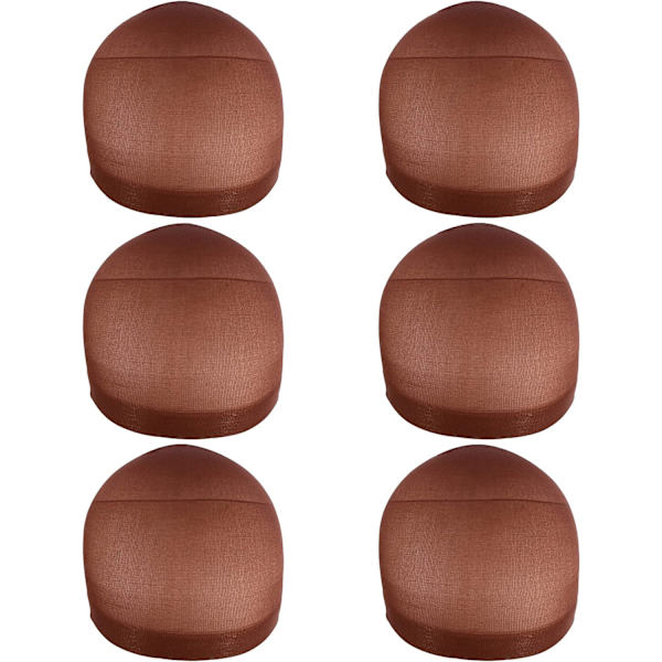 6 kpl Unisex-hiuspipoja Hengittävä Nylon-hiuspipo (Tummanruskea)