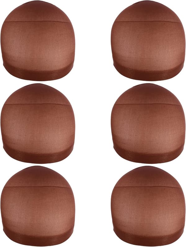 6 stk. Unisex Parykhatte Åndbare Nylon Parykhatte (Mørkebrun)