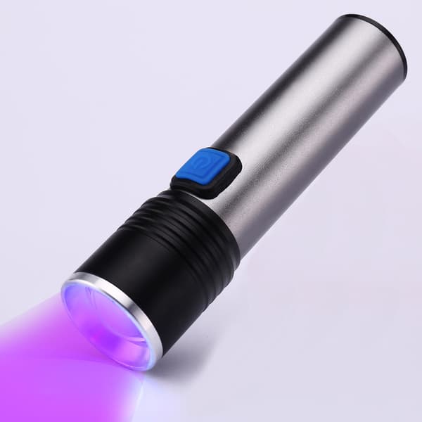 Multifunktionel 365nm USB LED lommelygte mørkerød på deteriora