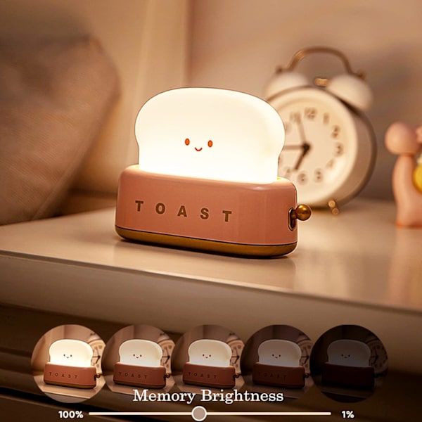 Sød Toast Natlampe, Rød, Dæmpbar LED Natlys Genopladelig D