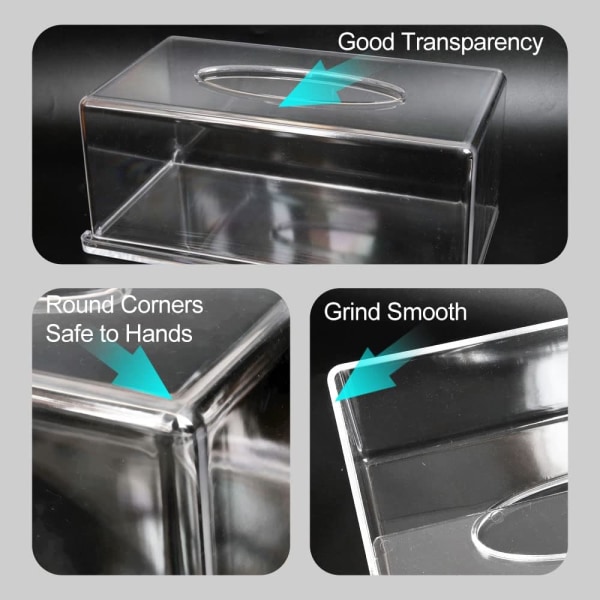 Rectangular transparent acrylic tissue box, square large box cove