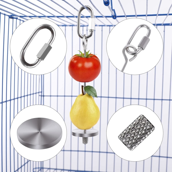 Fuglefoderholder, Fuglemadere, Rustfrit Stål Papegøje Frugt Vege
