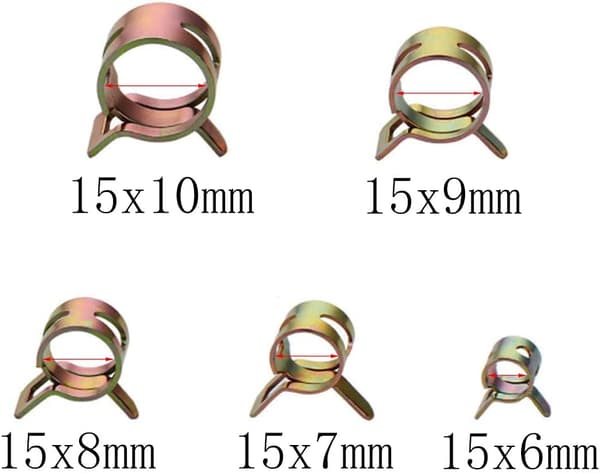 Fjäderklämmor för slangar, 75 st, bränsleslangklämma 6-10 mm, set