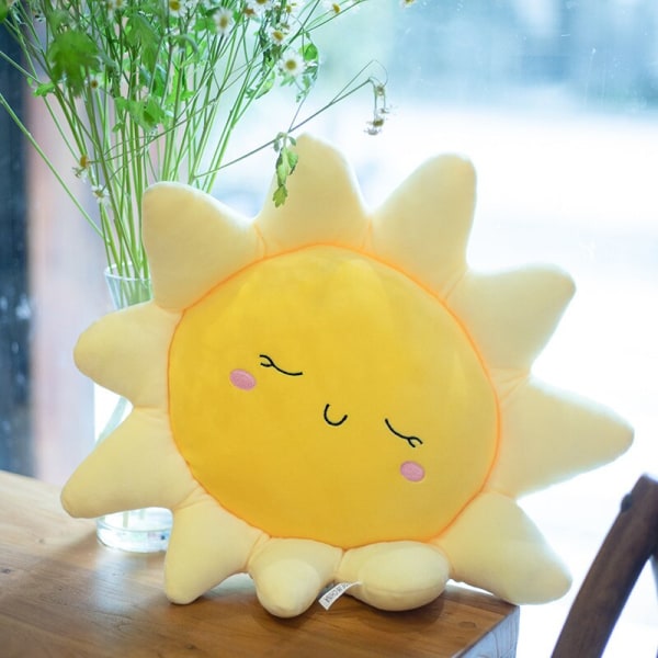 Söt Plyschkudde Sol Fylld Mjuk Kreativ Plysch Sol Leksak Bil Kudde