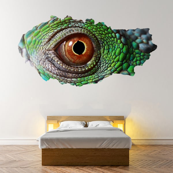 3D Broken Wall Vision Dinosaur Lizard Eyes Veggdekor