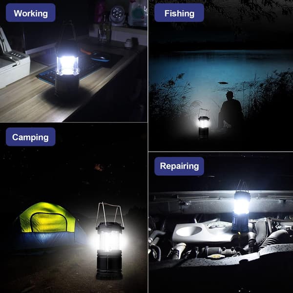 Foldbare LED Campinglys, 2 Vandtætte Super Lyse LED Lys