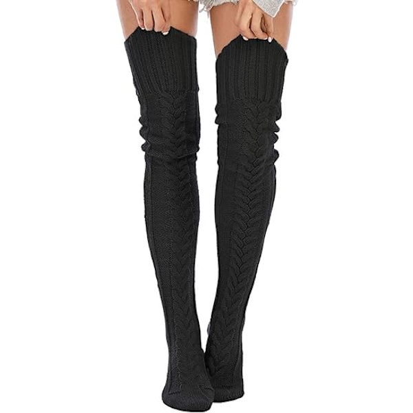 Naisten kaapelikudotut korkeakorkoiset sukat Extra Long Winter Over Knee