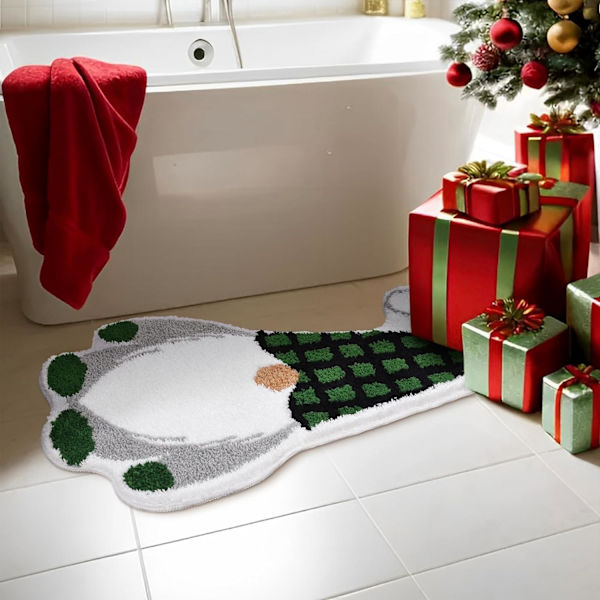 Söta Tomtar Jul Badrumsmattor Mjuka Vattenabsorberande Roliga Gröna