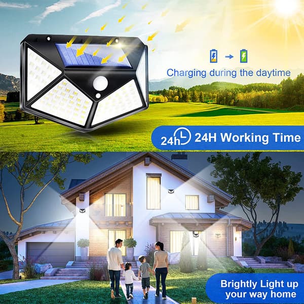 6 sett med solcellelamper utendørs, 100 LED/3 moduser 270 ° belysningsvinkel